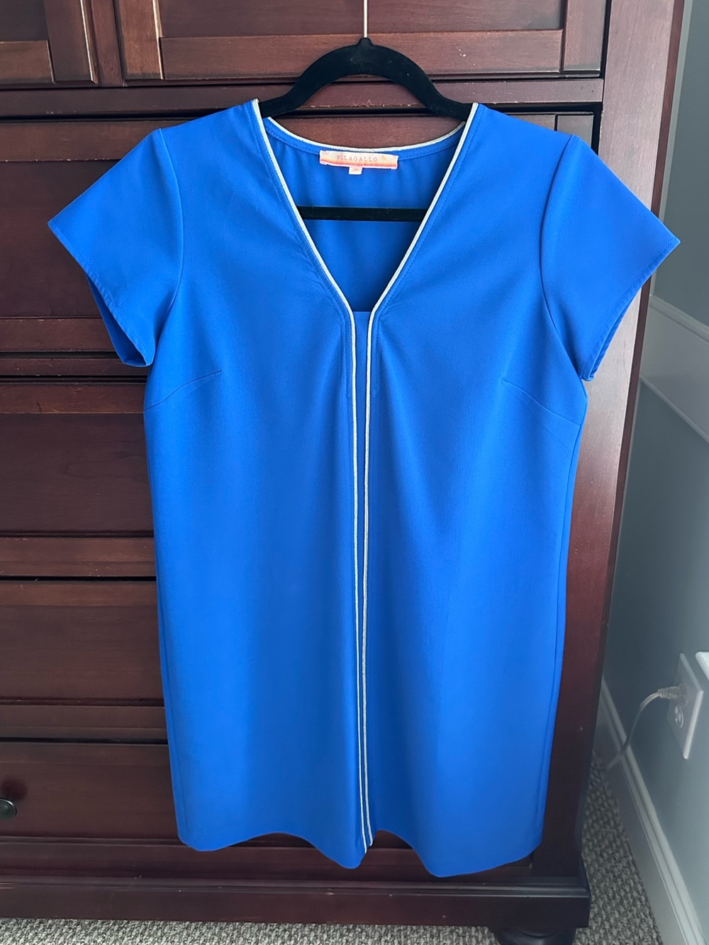 Vilagallo royal blue and silver shift dress size 38 US M